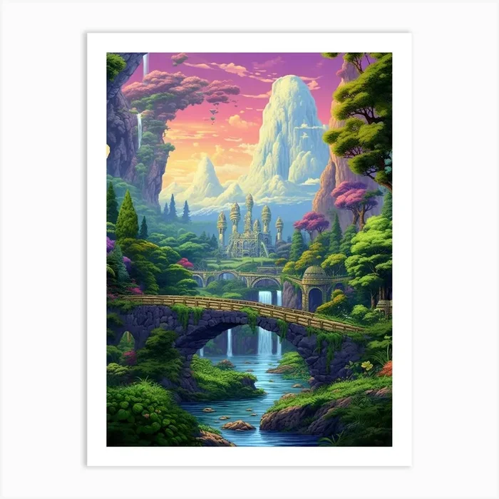 Fantasy Landscape Pixel Art 2 Art Print by PixelPerfect