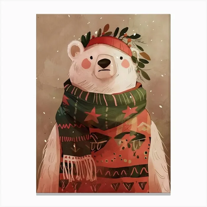 Festive Bear With Holiday Spirit Canvas Print by DaarbyN