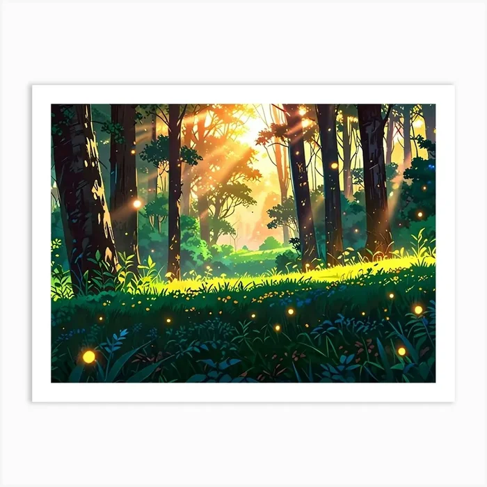Fireflies In The Forest 1 Art PrintAH by Amit Hasan