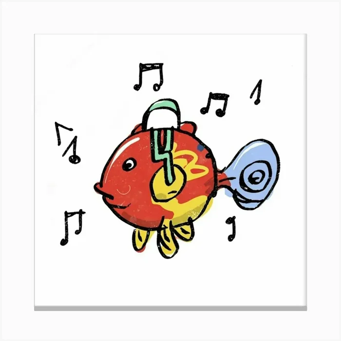 Fish With Music Notes 2 Canvas Print by FOX & JAY