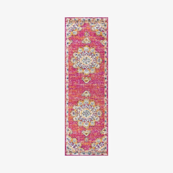 Flair Boho Vintage Medallion Runner Rug – Pink / Cream by JONATHAN Y