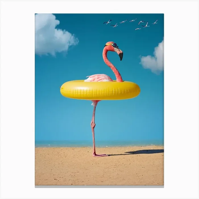 Flamingo Beach Life Canvas Print by Ricky Stevens