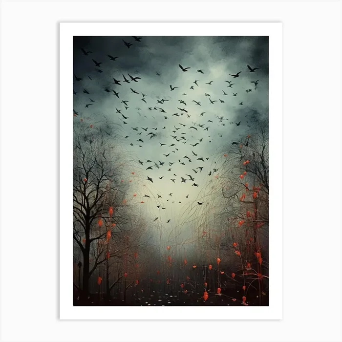 Flock Of Birds Winter 4 Art Print by Featherline