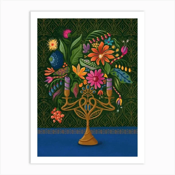 floral candlestick green Art PrintE by EchtMiek