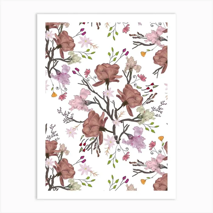 Floral Flourish Pattern Art Print by Gulsen Gunel