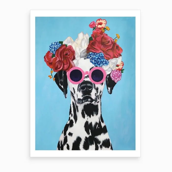 Flower Power Dalmatian Art Print by Coco Deparis