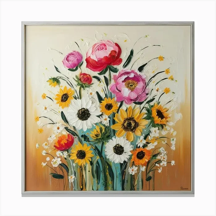 Flowers In A Vase 1 Canvas Print by Akki art