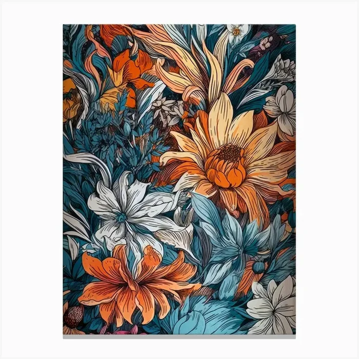 Flowers nature botanical art 7 Canvas Print by JBJart Justyna Jaszke