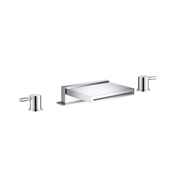 Flusso 100.2410CF 3 Hole Deck Mount Cascade/Sheet Flow Roman Tub Faucet