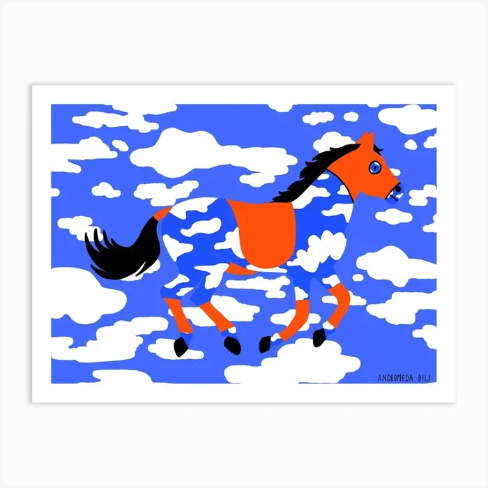 Flying Horse Art Print by Andromeda Diu