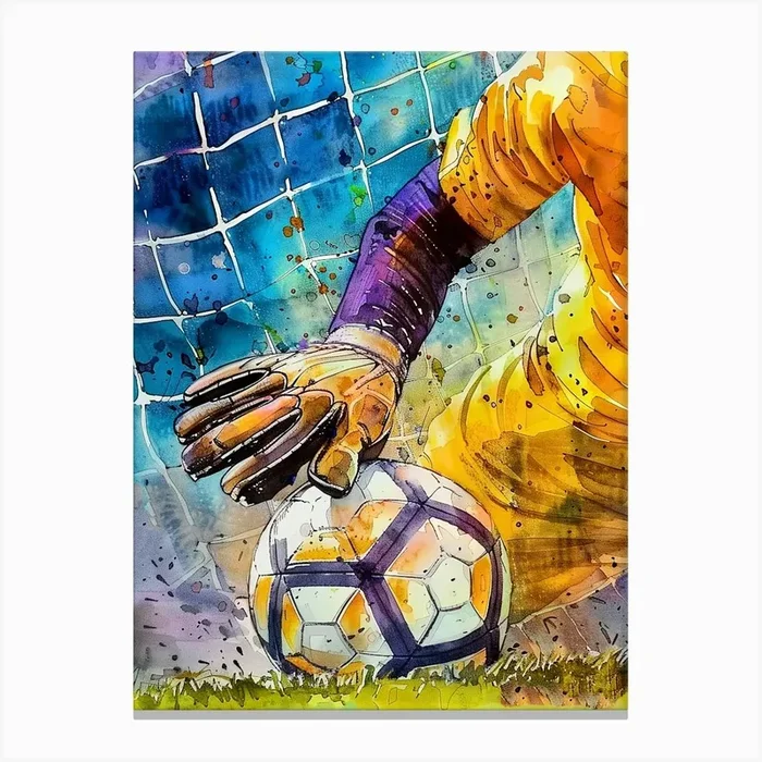 Football Player Watercolor Art (5) Canvas Print by JBJart Justyna Jaszke