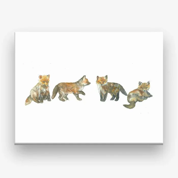 Fox Cubs Canvas Print by Lamblittle Illustration