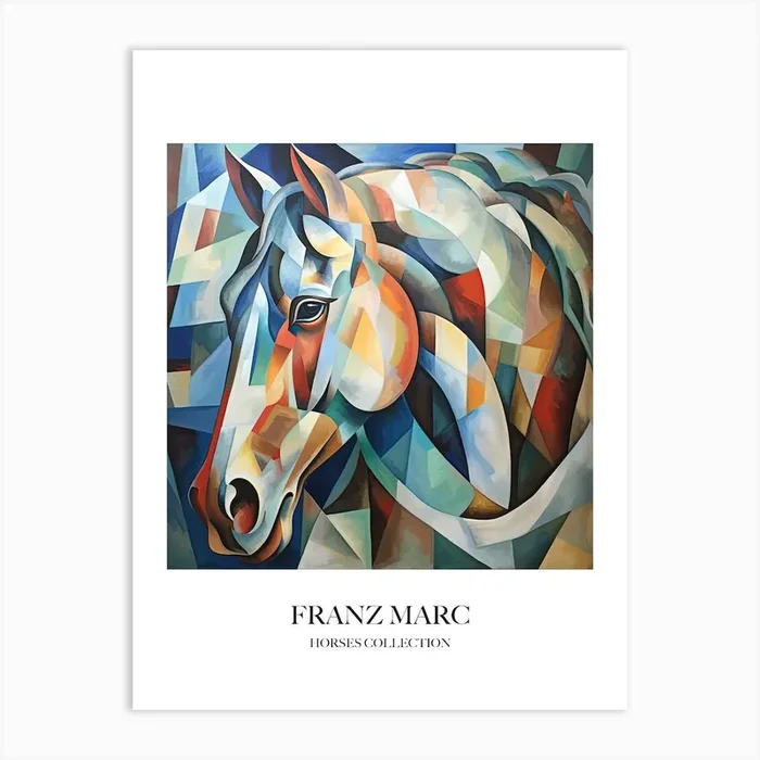 Franz Marc Inspired Horses Collection Painting 02 Art Print by Equine Masterpieces