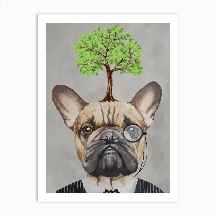French Bulldog With Tree Art Print by Coco Deparis