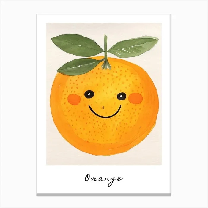 Friendly Kids Orange 1 Poster Canvas Print by Scribble Studio