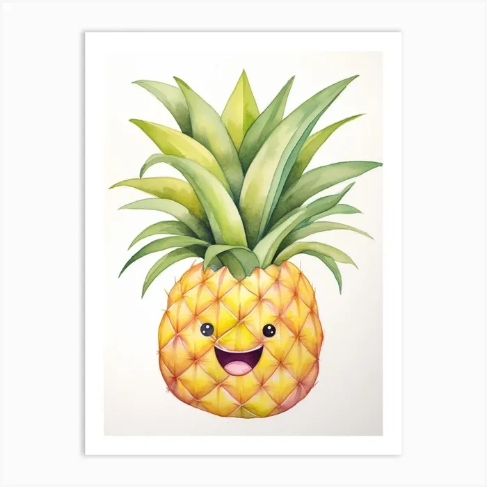 Friendly Kids Pineapple 2 Art Print by Scribble Studio