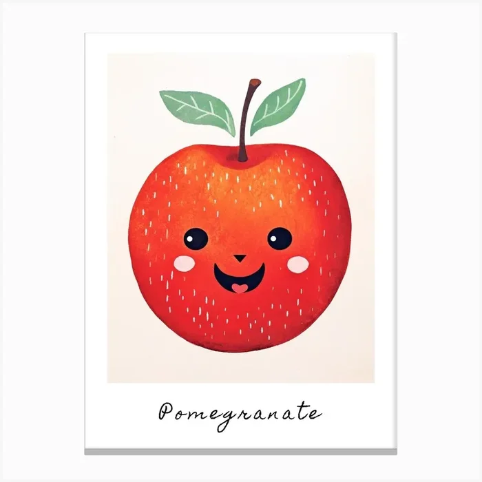 Friendly Kids Pomegranate 1 Poster Canvas Print by Scribble Studio