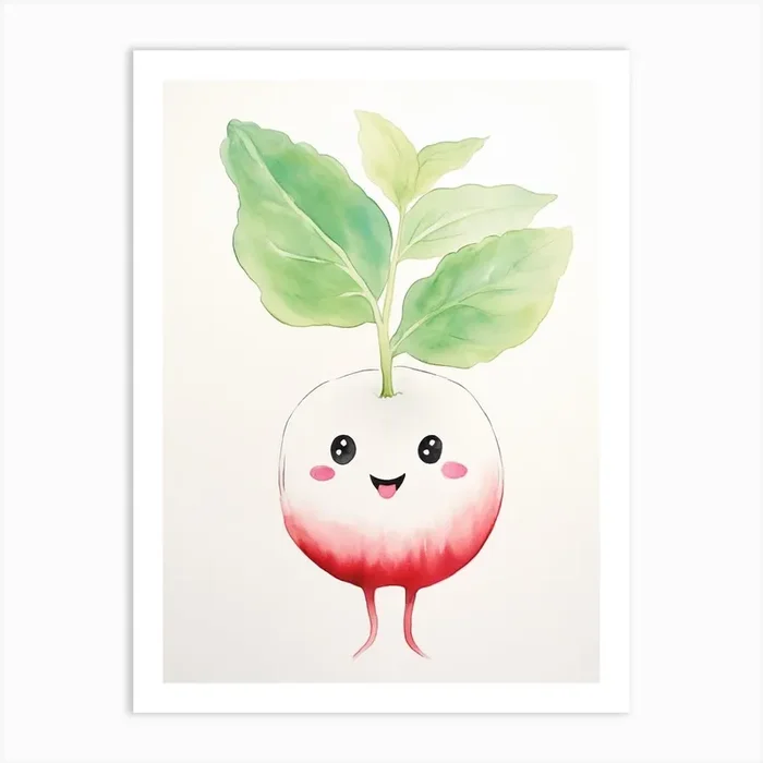 Friendly Kids Radish 1 Art Print by Scribble Studio