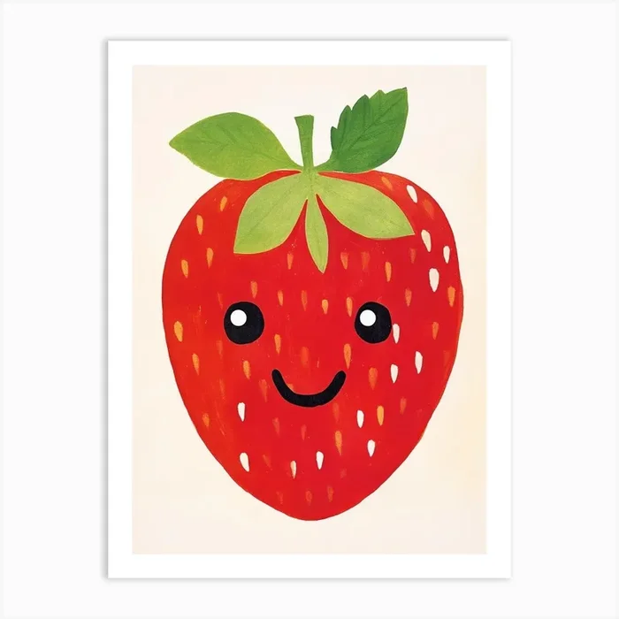 Friendly Kids Strawberry 2 Art Print by Scribble Studio