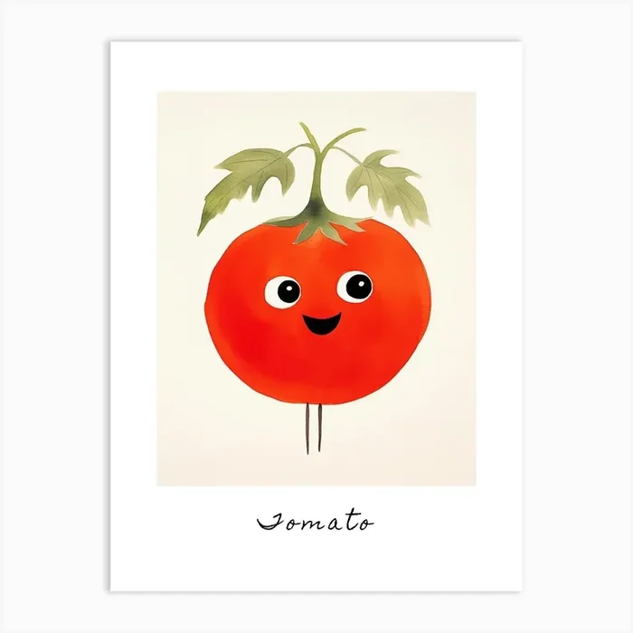 Friendly Kids Tomato 1 Poster Art Print by Scribble Studio
