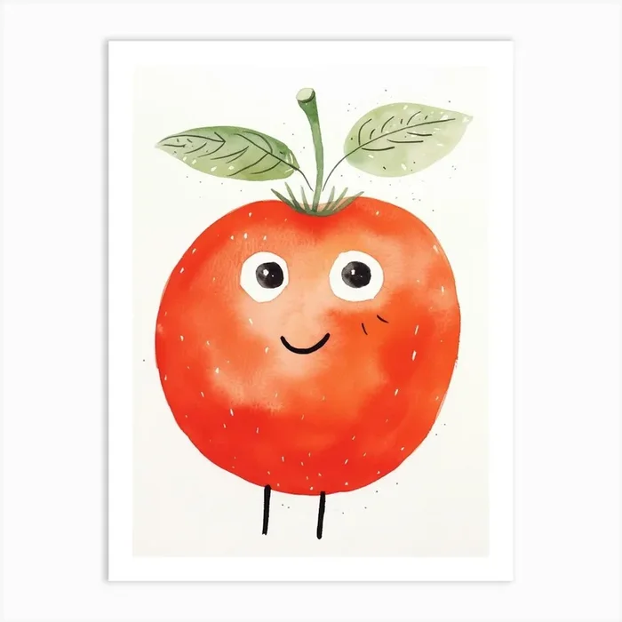 Friendly Kids Tomato 2 Art Print by Scribble Studio