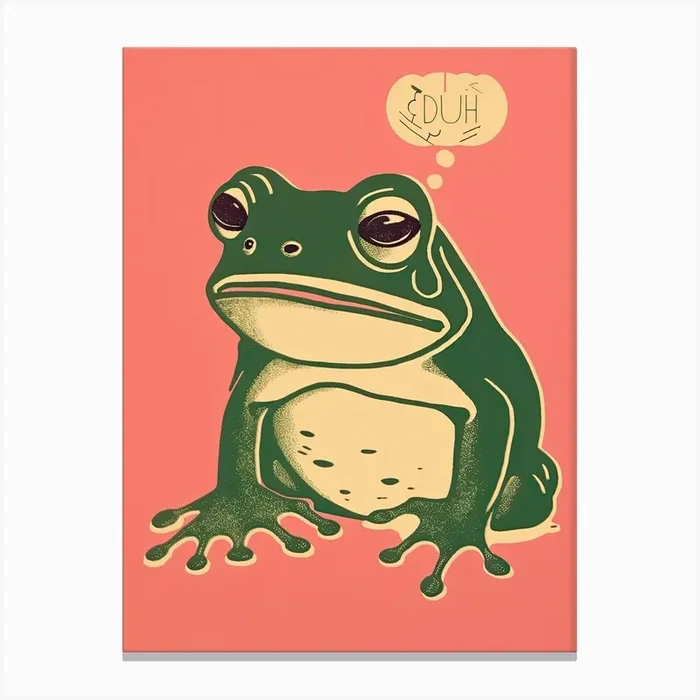 Frog Duh, Matsumoto Hoji Inspired Japanese Green And Pink 7 Canvas Print by Sakura Animal Creations