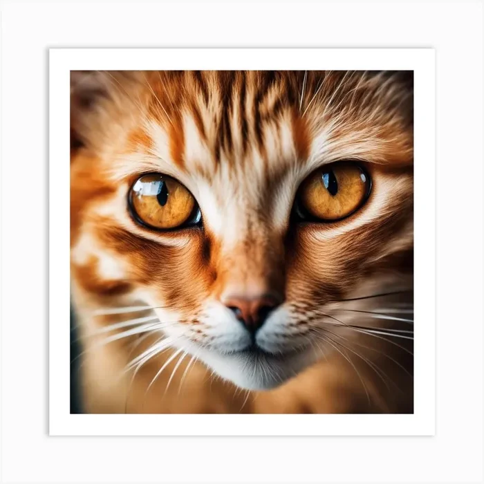 Front Facing Adorable Little Orange Tabby Cat With Big Eyes, Dry Brush Watercolor Art, Soft, Wispy, Art Print by aipixfuture