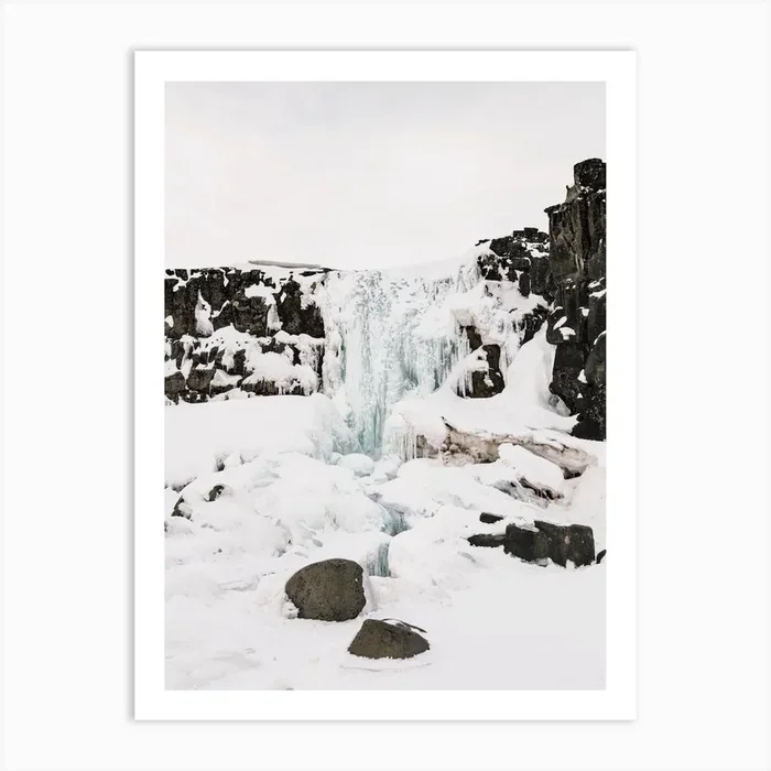 Frozen Winter Waterfall Art PrintIP by Inkish Prints