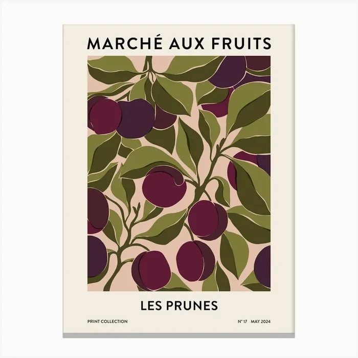 Fruit Market – Plums Canvas Print by Fleur Folk