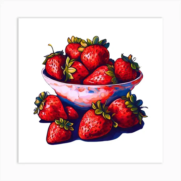 Frutal Delights, Fresh Strawberry Art Art Print by AyanaDesigns
