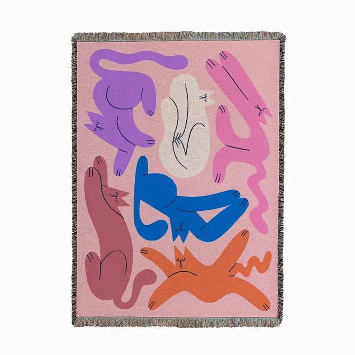 Funky Cats Woven Throw by Judit Zengovari