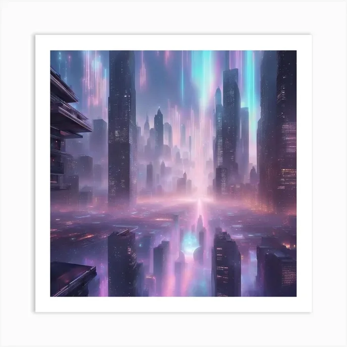 Futuristic Cityscape 1 Art PrintW by Wisdom