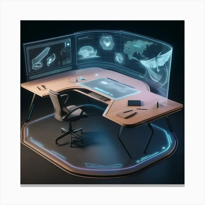 Futuristic Office Desk 1 Canvas Print by DealiozBox