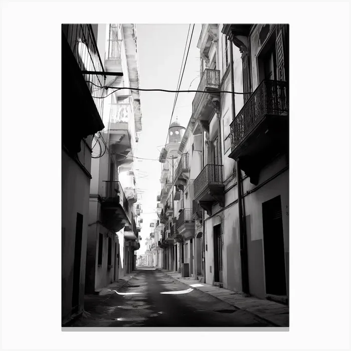 Gaeta, Italy, Black And White Photography 2 Canvas Print by Monochrome Vistas
