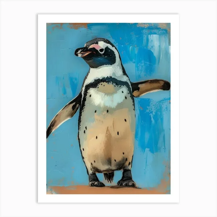 Galapagos Penguin Phillip Island The Penguin Parade Colour Block Painting 2 Art Print by Energy of the Sea