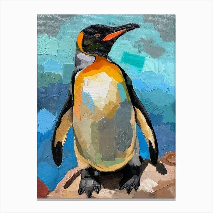 Galapagos Penguin Robben Island Colour Block Painting 1 Canvas Print by Energy of the Sea
