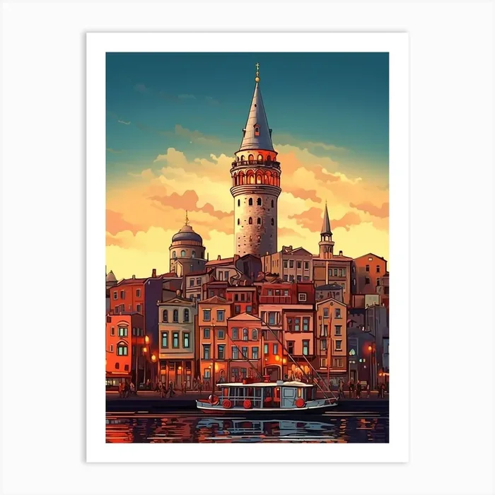 Galata Tower Pixel Art 6 Art Print by PixelPerfect