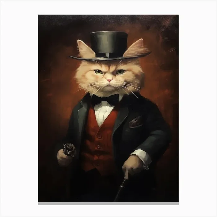Gangster Cat Munchkin 2 Canvas Print by Woof and Whiskers