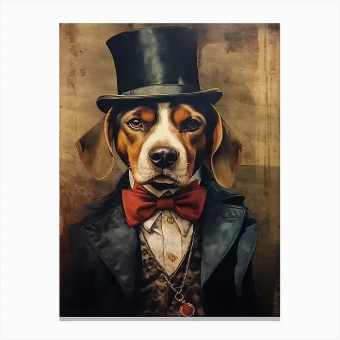 Gangster Dog Beagle 3 Canvas Print by Woof and Whiskers