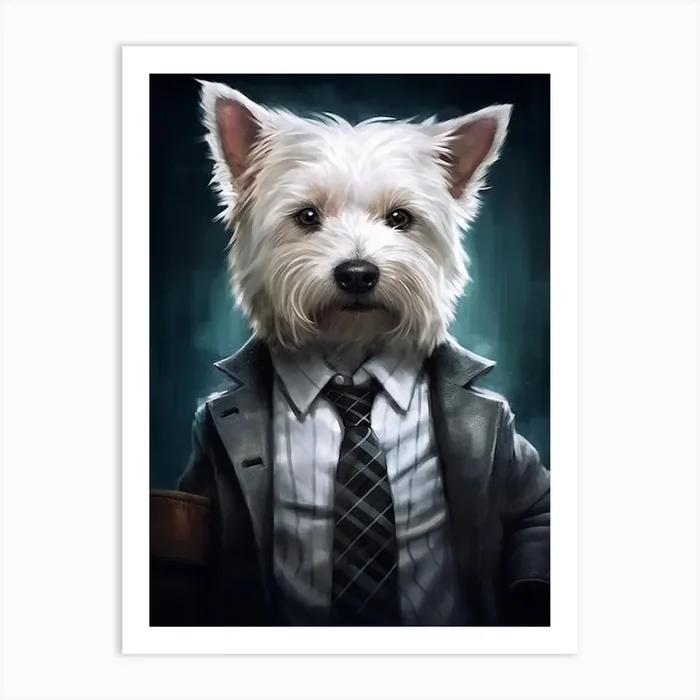 Gangster Dog West Highland White Terrier Art Print by Woof and Whiskers