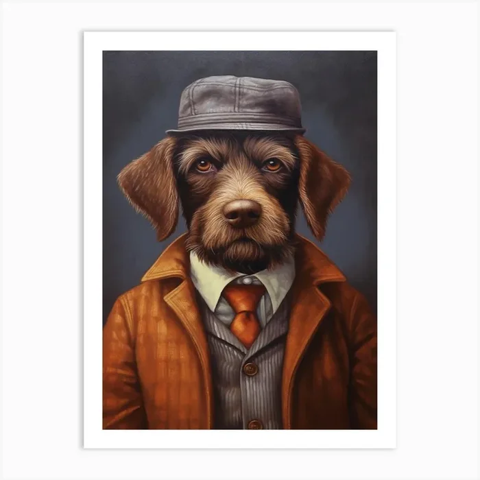 Gangster Dog Wirehaired Pointing Griffon Art Print by Woof and Whiskers
