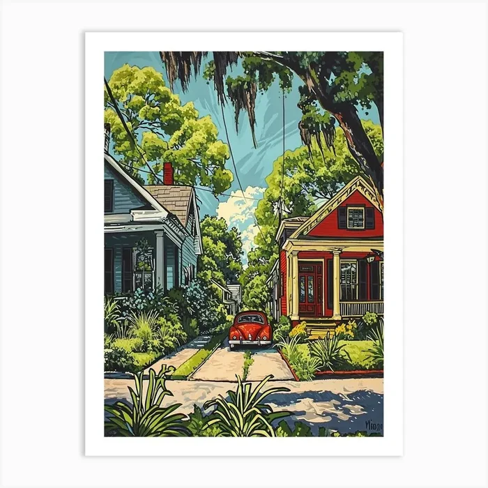 Garden District Retro Pop Art 2 Art Print by PixelPerfect