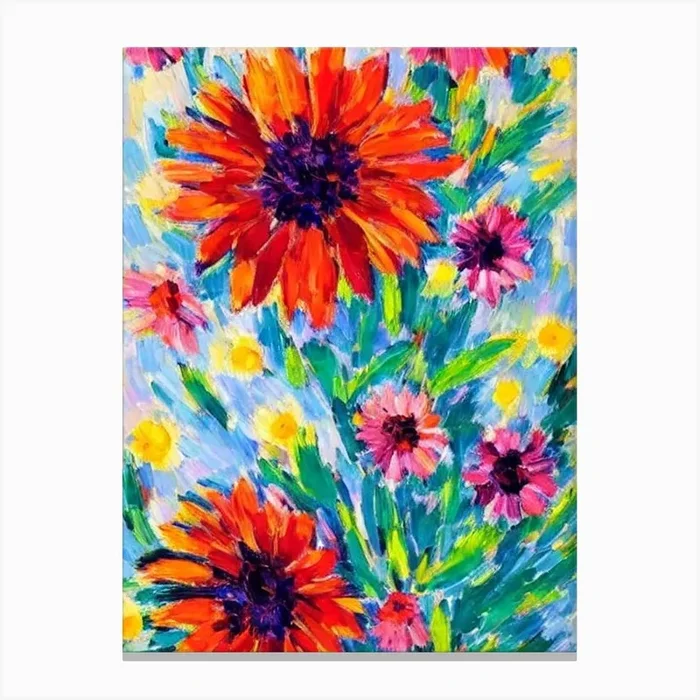 Gazania Floral Print Abstract Block Colour 1 Flower Canvas PrintPP by Petal Palette