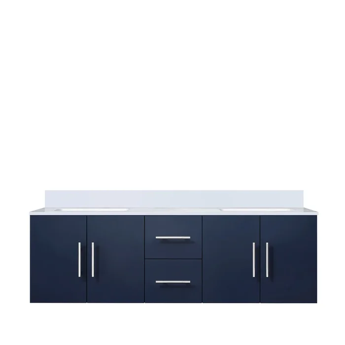 Geneva 60 in. W x 22 in. D Navy Blue Double Bath Vanity and Cultured Marble Top