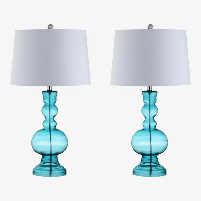 Genie LED Table Lamps – Aqua – Glass – Set of 2 by JONATHAN Y
