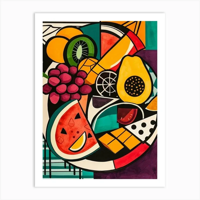 Geometric Abstract Fruit Platter Art Print by Artful Appetite