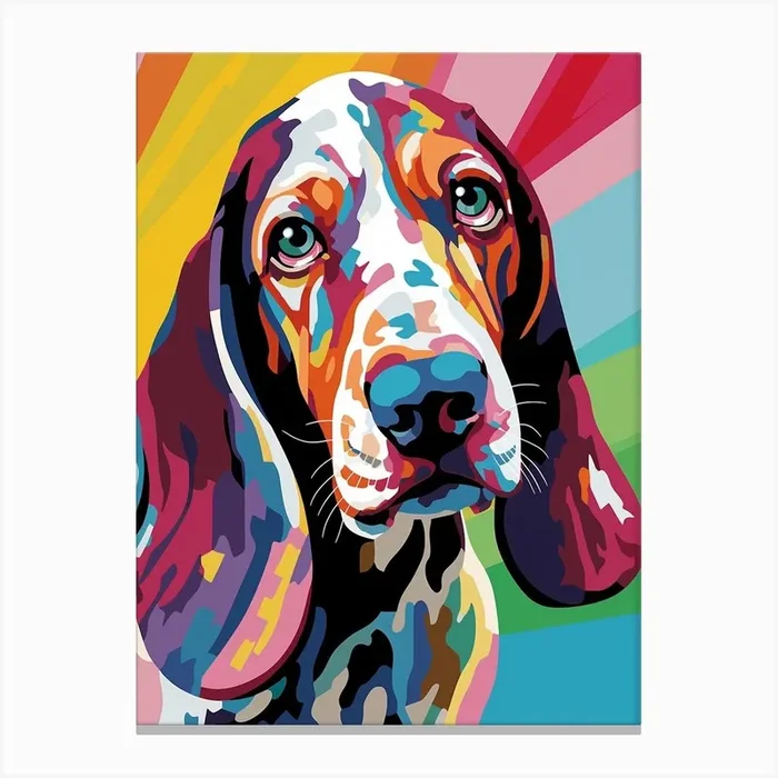 Geometric Basset Hound 1 Canvas Print by PopArt Pals