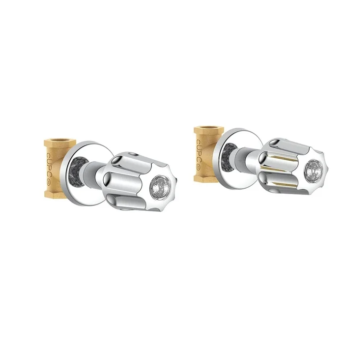 Gerber Classics™ Straight Pattern Trim & Compression Valves with 1/2 ” IPS Connections, Metal Fluted Handles, Hot & Cold Stems