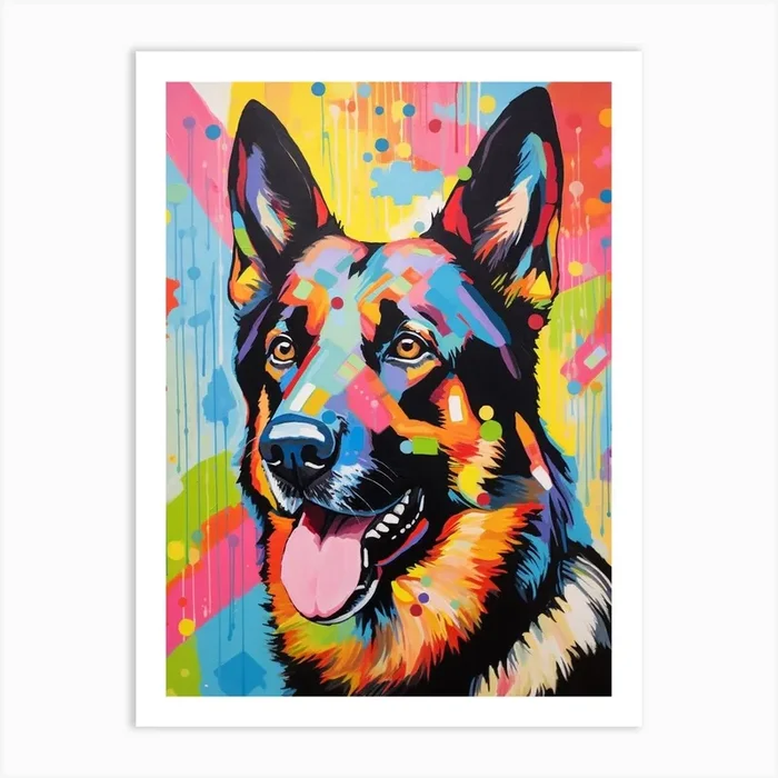 German Shepherd Pop Art Paint 3 Art Print by PopArt Pals