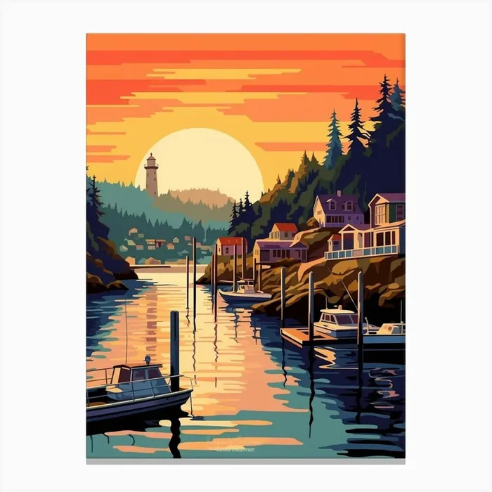 Gig Harbor Washington Retro Pop Art 1 Canvas Print by PixelPerfect